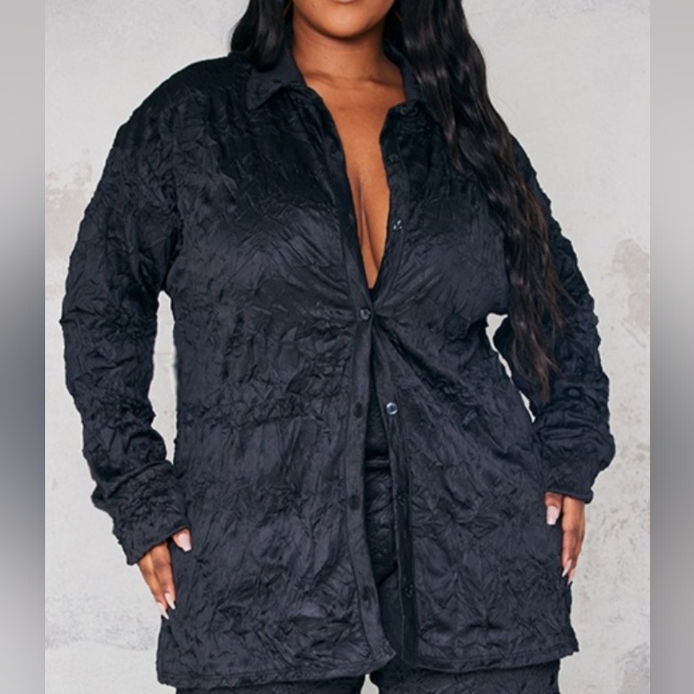 PLT Crinkled Button Down Shirt